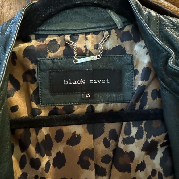 Black Rivet Faux Leather Forest Green Jacket XS - Picture 2 of 5